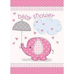 Pink Elephant Baby Shower Invitations