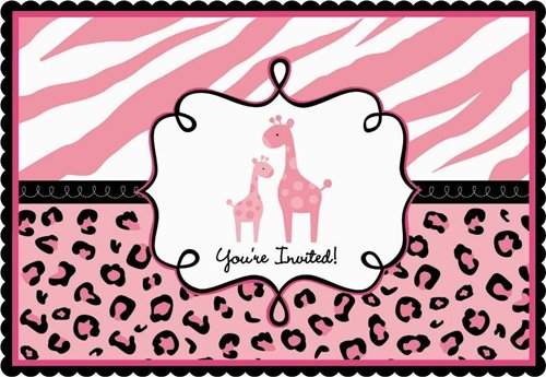 Sweet Safari Girl Invitations w/ Envelopes (20ct)