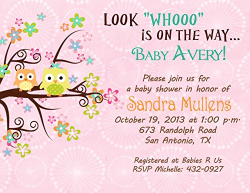 Personalized Baby Shower Bridal Shower Invitations Tree Owl Cards Custom Printed!