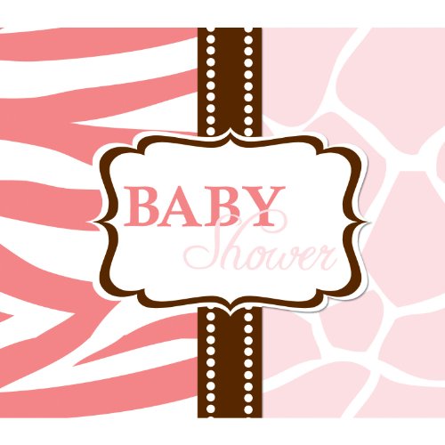 Creative Converting Baby Shower Wild Safari Pink 25 Count Enhanced Invitations