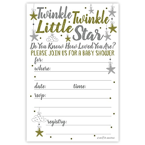 Twinkle Twinkle Little Star Baby Shower Invitations (20 Count) With Envelopes