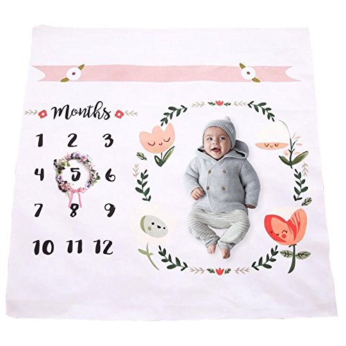 Baby Monthly Milestone Blanket | Throw for Infant & Babies 0-3 Months, 3-6, 6-9, 9-12 Photography Backdrop Photo Prop for Newborn Boy & Girl – New Mom Baby Shower Gift