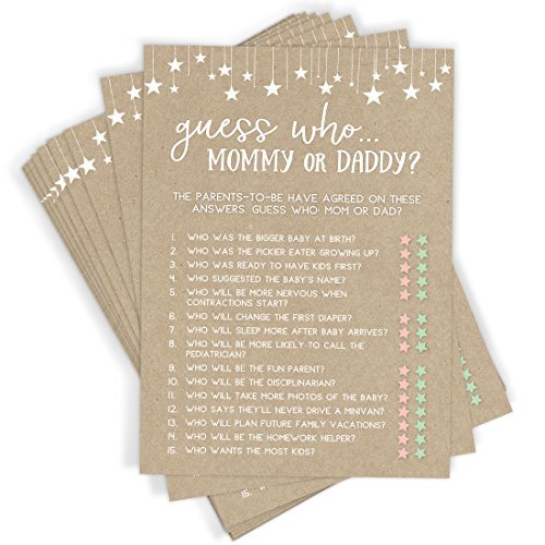 Guess Who Game – Mommy or Daddy? | Set of 50 Cards | Baby Shower Game and Activity | Fun, Unique, and Easy to Play