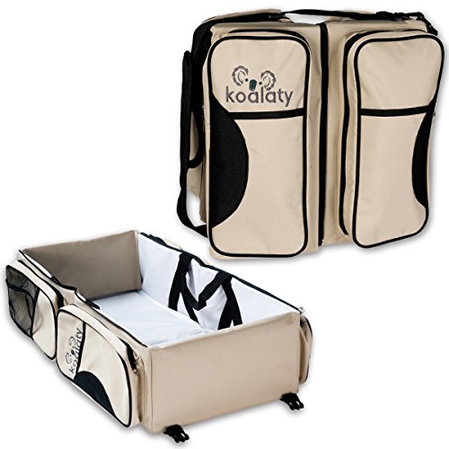 Koalaty 3-in-1 Universal Infant Travel Tote: Portable Bassinet Crib, Changing Station, and Diaper Bag for Newborns or Baby. The Best Baby Shower Gift for New mom and dad.