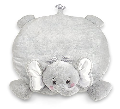 Bearington Baby Lil’ Spout Belly Blanket, Gray Elephant Plush Stuffed Animal Tummy Time Play Mat
