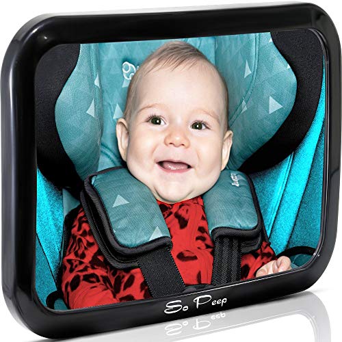 Baby Backseat Mirror for Car – View Infant in Rear Facing Car Seat – 100% Lifetime Satisfaction Guarantee – Best Newborn Safety with Secure Headrest Double-Strap – Essential Car Seat Accessories